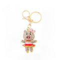 Rhinestone Pig Keychain Gold Metal Charm with Lobster Clasp view 5