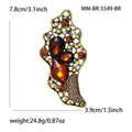 Antique Gold Leaf Glass Brooch Six Color Rhinestones view 7