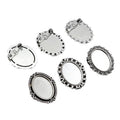 Three Ornate Silver Tone Oval Brooch Cabochon Setting Designs view 5