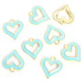 Open Enamel Heart Charms in Gold and Silver Tones, Six Colors view 8