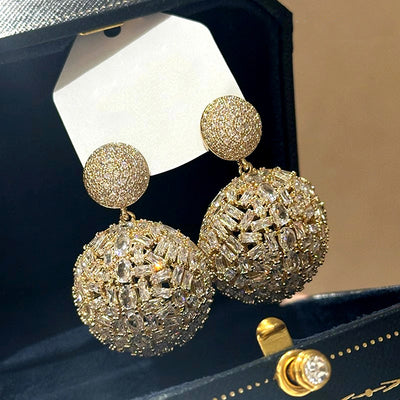 Crystal Lattice Ball Drop Earrings printed size and weight diagram