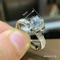 Silver Round CZ Solitaire Ring Pavé Shoulders Gallery view 5