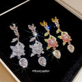 Floral Crystal Drop Earrings In Two Colorways Jewelry Design view 2