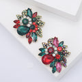 Antique Gold Floral Cluster Brooch with Red or Green Crystals view 1