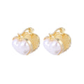 Crystal Look Heart Pearl Look Gold Huggie Earrings view 5