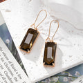 Rectangle Glass Crystal Dangle Earrings Gold Hooks 8 Colors view 12