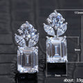 Silver Emerald-Cut Clear CZ Drop Stud Earrings Pair view 2