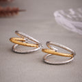 Triple Layer Lattice Texture C Hoop Earrings Gold Steel view 4