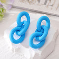 Colorful Chunky Triple Link Chain Stud Earrings in Eight Colors view 2