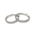 Silver Tone Crystal Leaf Hoop Earrings Statement Jewelry view 5