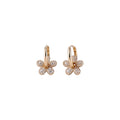 Gold Tone Flower Huggie Earrings with Crystal Petals view 5