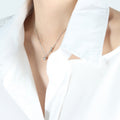Gold Steel Knot Bar Pendant Necklace With Ball Charm view 4