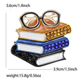 Books And Glasses Brooch With Stacked Enamel Books, Openwork Glasses, And Crystal Accents view 4