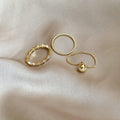 Gold Pearl Bead Ring and Slim Gold Stack Ring Styles view 7