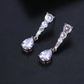 Silver Tone Clear Teardrop Long Dangle Earrings Jewelry view 4