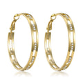 Geometric Large Hoop Earrings in Gold and Silver Tones view 5