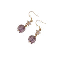Gold Tone Clear Flower Chain And Purple Bell Flower Hook Earrings view 5