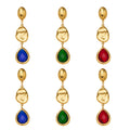 Teardrop Glass Drop Earrings Gold Stainless Blue Green Red view 5