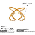 Crystal Cross and Leaf Band Open Rings in Gold Tone view 7