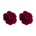 Red Velvet Flower Heart Bow Pom Earring Styles Set view 5