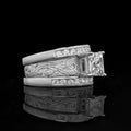 Princess Cut Triple Band Ring Set Silver Gold Engraved view 4