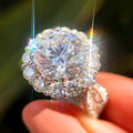 Silver Tone Round Layered Halo Statement Ring With Polished Clear Stone Detail view 1