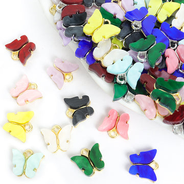Polished Gold Silver Butterfly Acrylic And Alloy Charms in 20 Styles
