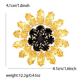 Yellow Crystal Sunflower Brooch With Faceted Crystals And Polished Metal Details view 5