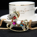 Crystal Elephant Rocking Horse and Horse Long Sweater Pendant Necklaces view 6