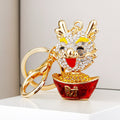 Jeweled Chinese Dragon Keychains in Forty One Color and Motif Options view 3