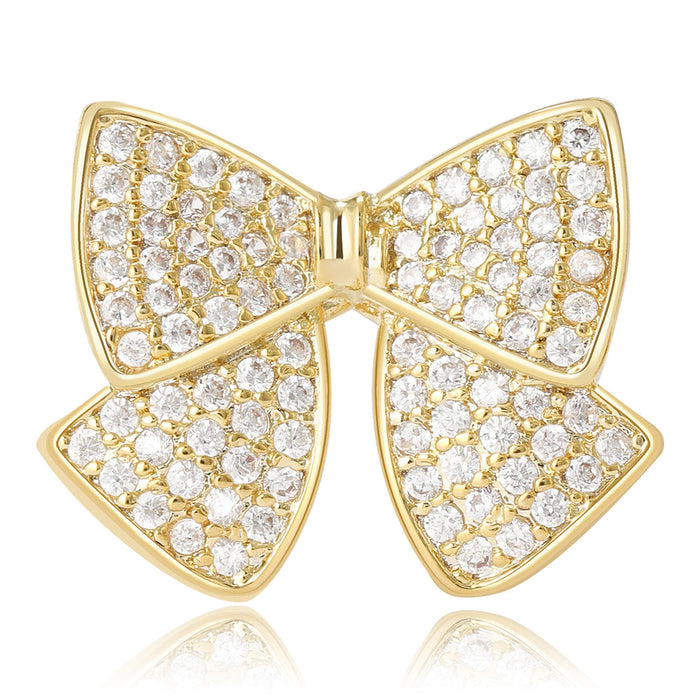 Crystal Pave Mini Bow Brooch Silver Gold Butterfly Clutch