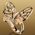 Gold Openwork Butterfly Ring Clear CZ Wing Accents view 1