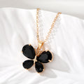 Gold Tone Faceted Crystal Butterfly Pendant Necklaces view 9