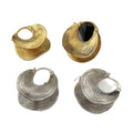 Layered Wire Texture Hoop Earrings In Two Metallic Tones view 5
