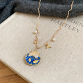 Blue Bead Celestial Charm Layered Necklace Decorative Jewelry view 6
