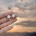Gold Hollow Hoop White Camellia Flower Stud Earrings view 1