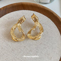 Sculpted Twisted Oval Stud Earrings in Gold and Silver Tone view 4