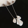 Silver Snake Chain Brushed Petal Triple Pendant Necklace view 6