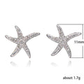 Silver Pavé CZ Starfish Stud Earrings Clear Full Cover view 5