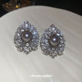 Silver Crystal Pearl Teardrop Stud Earrings Decorative Jewelry Design view 4