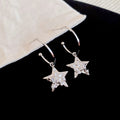Silver Tone Cross Chain and Star Hoop Earrings with Crystal Accents view 7