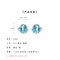 Light Blue Enamel Flower Stud Earrings Silver Rim Pair view 3