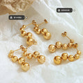 Graduated Ball Drop Stud Earrings Gold Or Steel Tone view 2