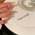 Silver Tone Crystal Heart Linear Drop Earrings with Decorative Accents view 6