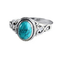 Turquoise-Like Oval Filigree Ring In Three Metal Tones view 5