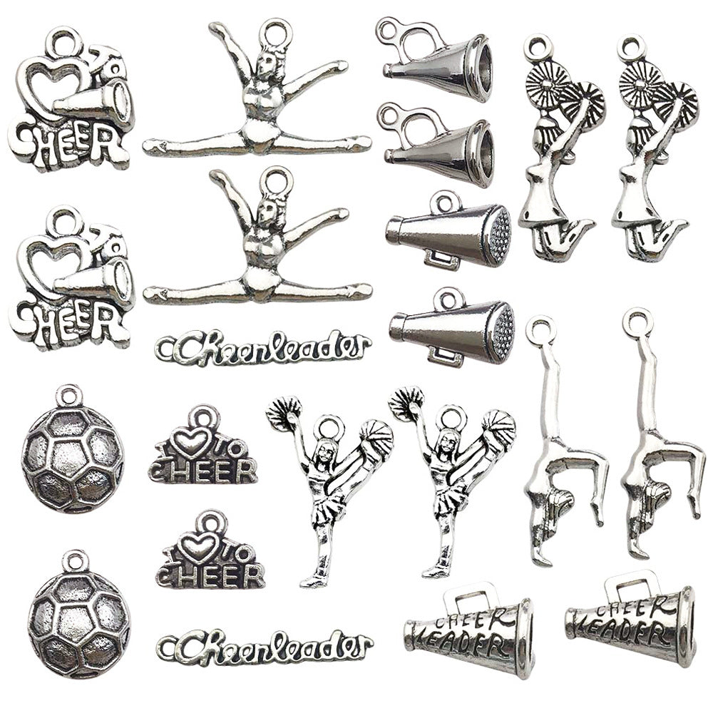Antique Silver Zinc Alloy Cheer Horn Football Aerobics Charm Pendant for DIY Jewelry