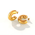 Gold Steel Smooth Thick C Geometric Titanium Steel Earrings view 5