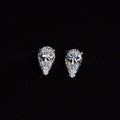 Silver Tone Pear Shape Cubic Zirconia Teardrop Stud Earrings view 4