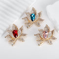 Blue Gold Tone Lotus Sculpted Crystal Three Designs Metal Brooch Pin view 5