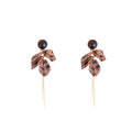 Brown Leopard Petal Black Bead Long Bar Stud Earrings view 5